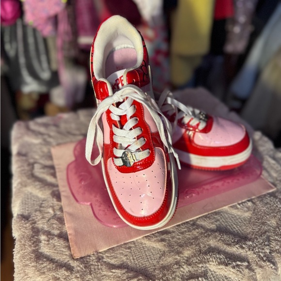 Bape-sta Hello Kitty Inspo Sneakers in Red and Pink - Picture 2 of 7
